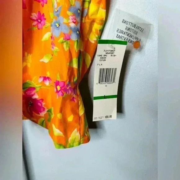 NWT Jones New York Women's Orange Floral Tie-Up Top & Skirt 2 piece set Size 10 - Picture 3 of 11